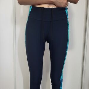 Navy Leggings with Teal Accents